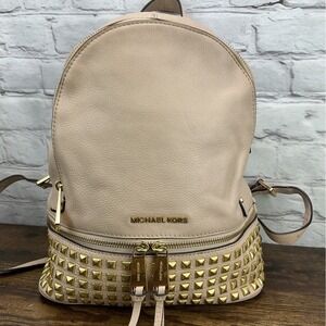 Michael Kors Pink Leather Gold Studded Backpack